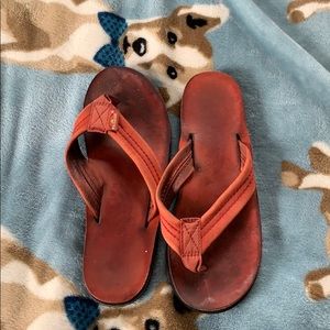 Red Rainbow flip flops